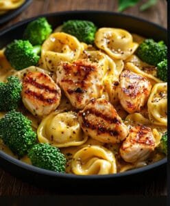 Garlic Parmesan Tortellini with Chicken and Broccoli Recipe