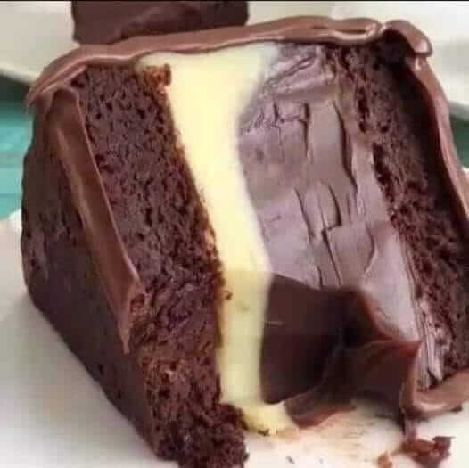 Chocolate Cake with a layer of vanilla custard