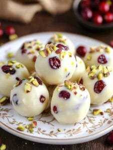 Cranberry Pistachio White Chocolate Truffles Recipe