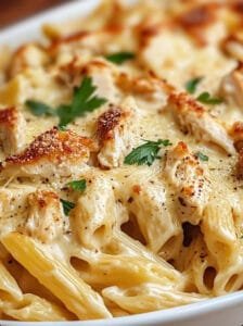 Creamy Garlic Parmesan Chicken Pasta Bake Recipe