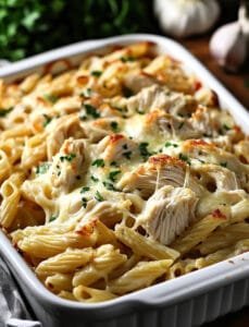 Garlic Parmesan Chicken Pasta Bake