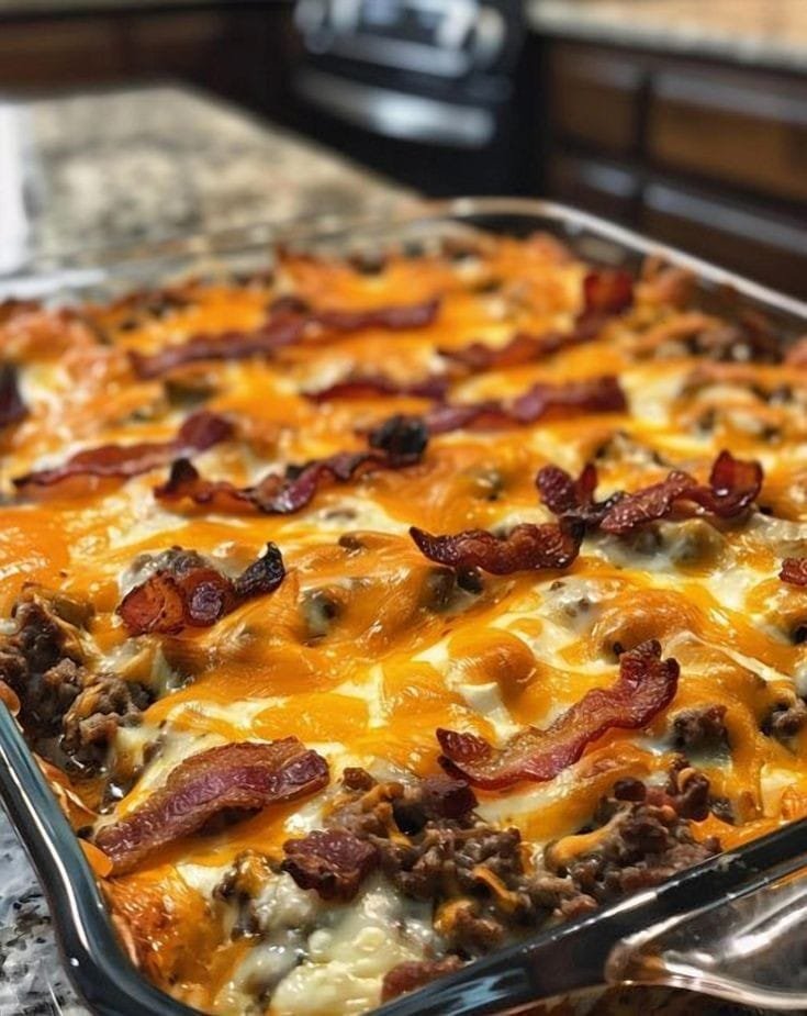 Loaded Bacon Cheeseburger and Potato Bake