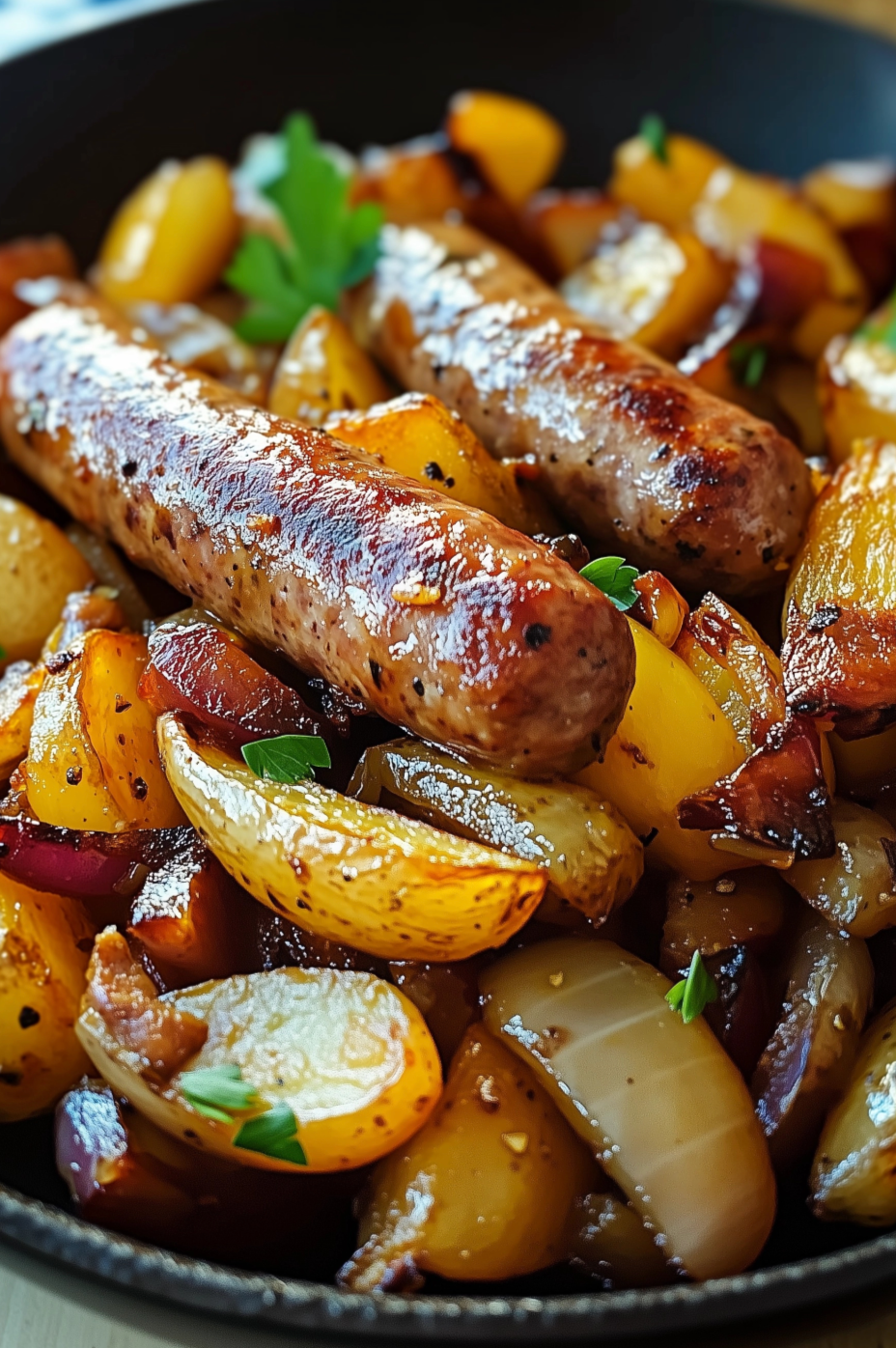Fried Potatoes and Onions with Smoked Polish Sausage