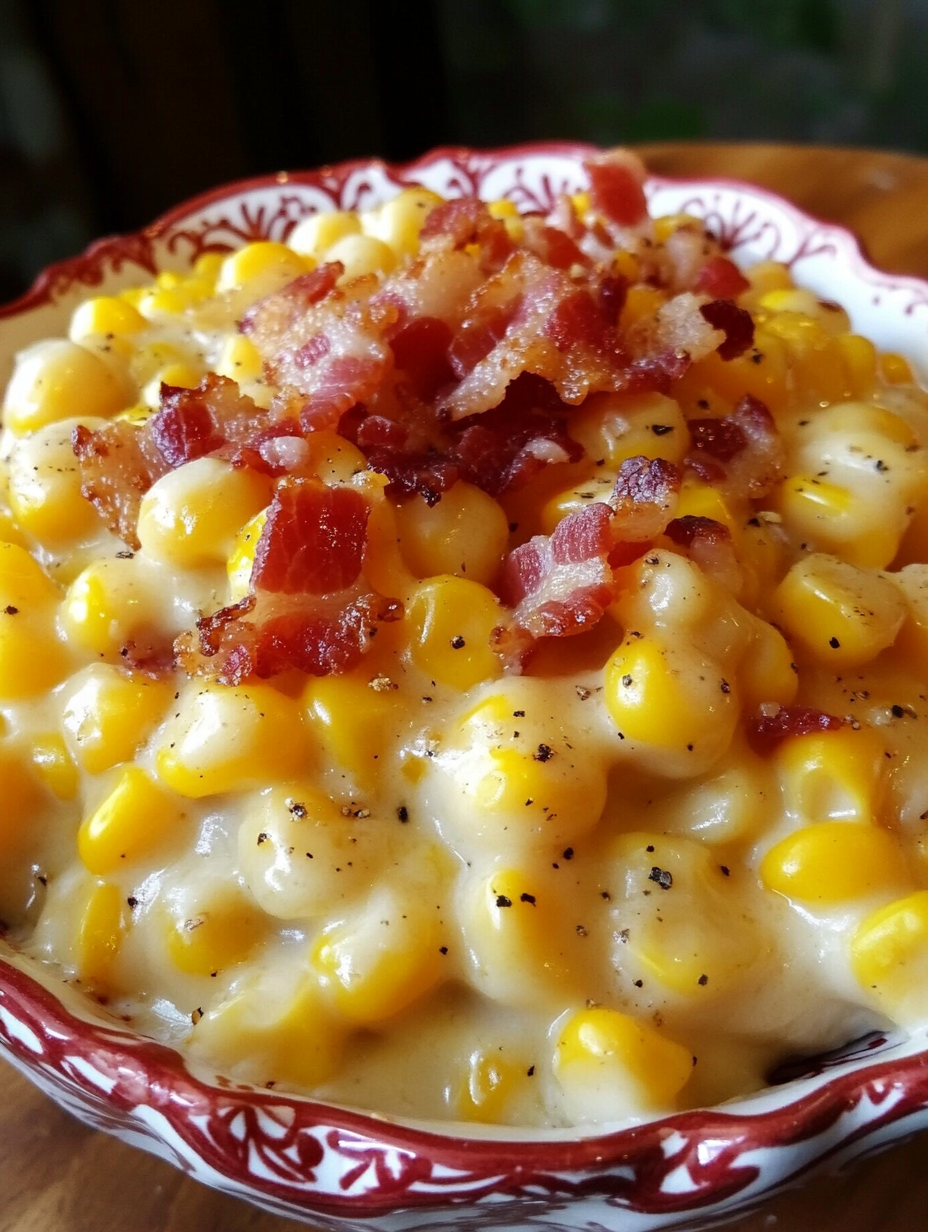 Slow Cooker Cheddar Corn with Bacon