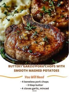 Buttery Garlic Pork Chops with Smooth Mashed