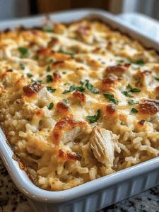 Creamy Chicken and Rice Casserole: A Delicious Baked Comfort in Every Bite