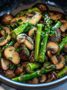 Slow Cooker Butter Garlic Asparagus and Mushrooms