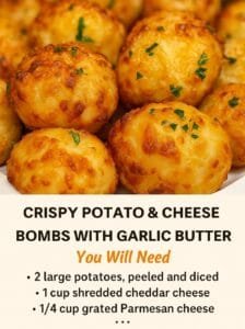 Crispy Potato & Cheese Bombs with Garlic Butter