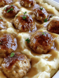 Meatball and Mashed Potato Bake