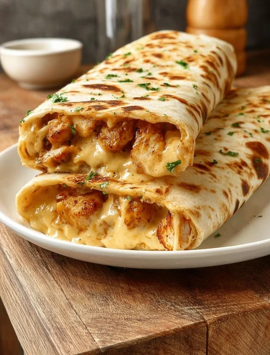 Cheesy Garlic Chicken Wraps