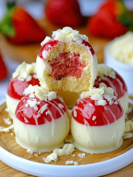 White Chocolate Strawberry Cheesecake Bites