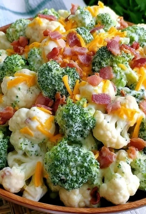 Broccoli Cauliflower Salad Recipe Healthy Broccoli Cauliflower Salad Easy Broccoli Cauliflower Salad Keto Broccoli Caulifl...