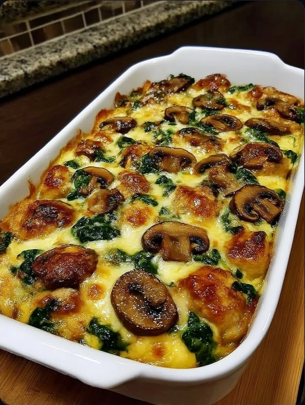 CHICKEN SPINACH AND MUSHROOM LOW CARB OVEN DISH