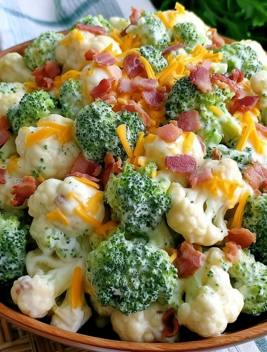 Classic Amish Broccoli Cauliflower Salad Recipe Amish Broccoli Salad With Bacon And Cheese Best Amish Cauliflower Bacon Sa...