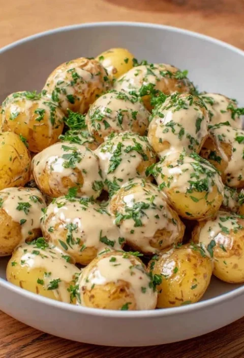 Creamy Garlic Sauce Baby Potatoes Recipe Best Garlic Sauce For Potatoes Creamy Garlic Baby Potatoes Vegan How To Make Crea...