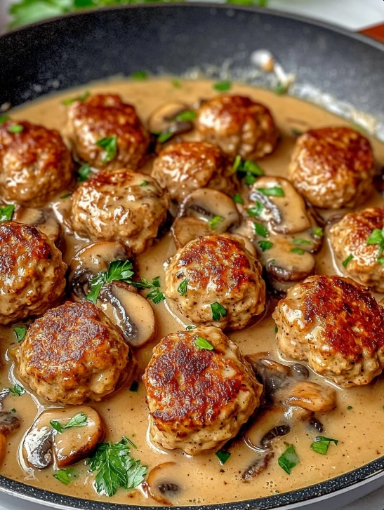 Creamy Mushroom Chicken Meatballs