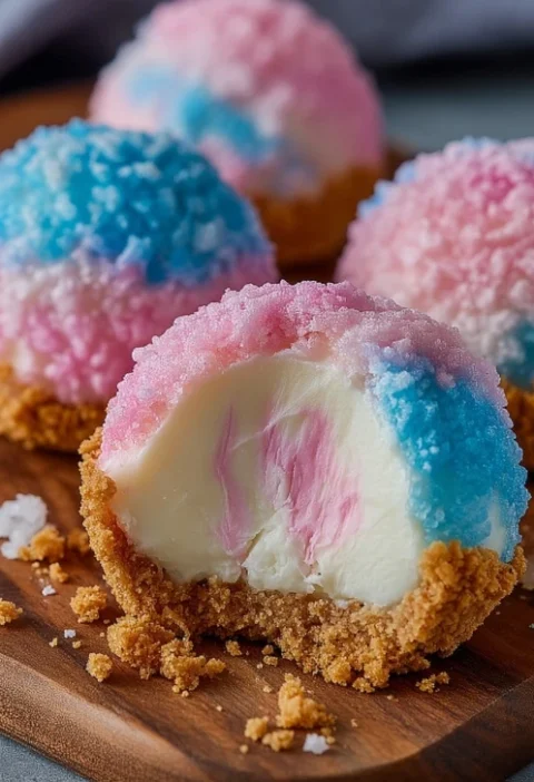 Crispy Cotton Candy Cheesecake Bombs Recipe