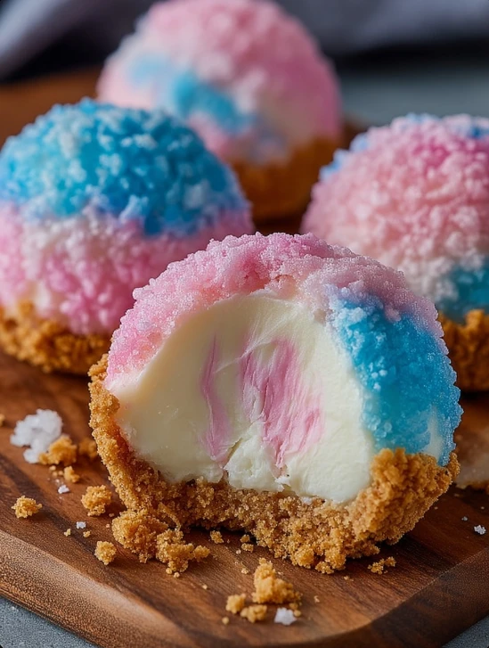 Crispy Cotton Candy Cheesecake Bombs Recipe