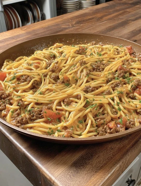 20-Minute Cheesy Taco Spaghetti Delight