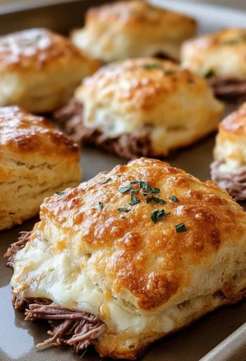 Easy Baked French Dip Biscuits Recipe Homemade French Dip Biscuit Appetizers Cheesy French Dip Biscuit Sliders How To Make...