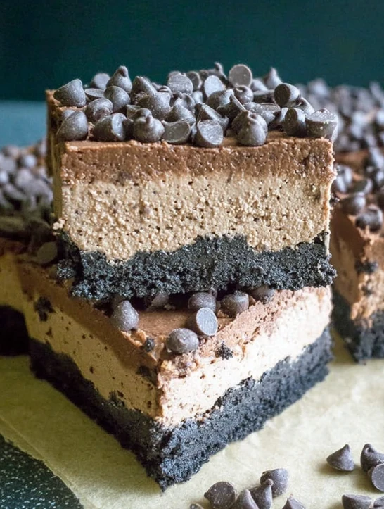 No-Bake Triple Chocolate Cheesecake Bars