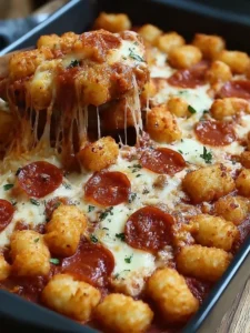 Easy Pizza Tot Casserole — dinner in one dish