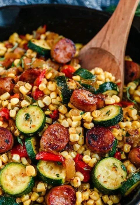 Easy Sausage Summer Skillet Recipe Healthy Turkey Sausage Skillet Best Sausage And Potato Skillet Sausage Summer Skillet W...