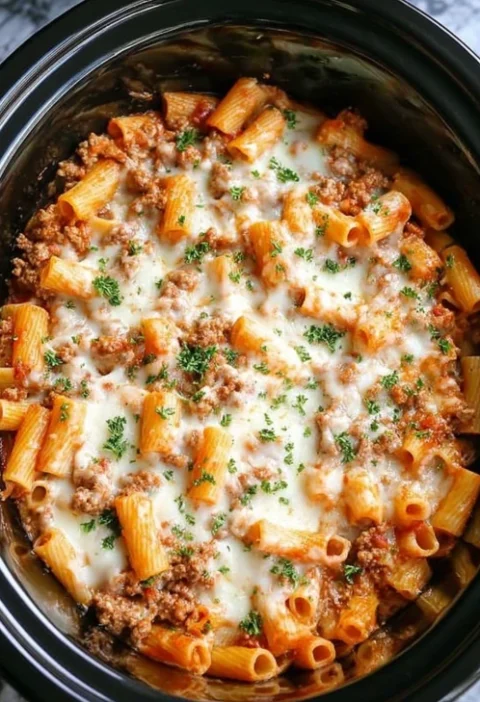 Easy Slow Cooker Baked Ziti Recipe Best Cheese For Slow Cooker Ziti Healthy Slow Cooker Ziti Meal Prep Slow Cooker Baked Z...
