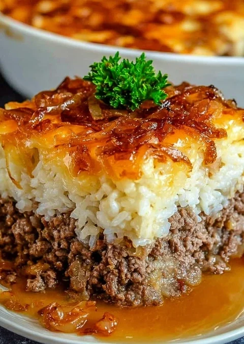 French Onion Ground Beef Rice Casserole Recipe Easy French Onion Beef Casserole Ground Beef And Rice Casserole Dinner Idea...