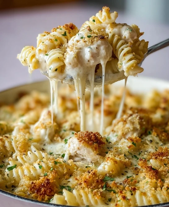 Garlic Parmesan Chicken Pasta Bake