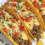 Loaded Taco Shells with Creamy Cheese Sauce