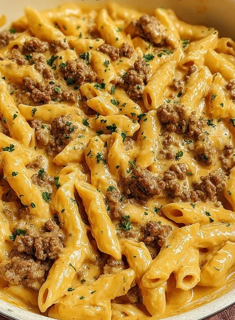 Onepot Creamy Beef Garlic Butter Pasta