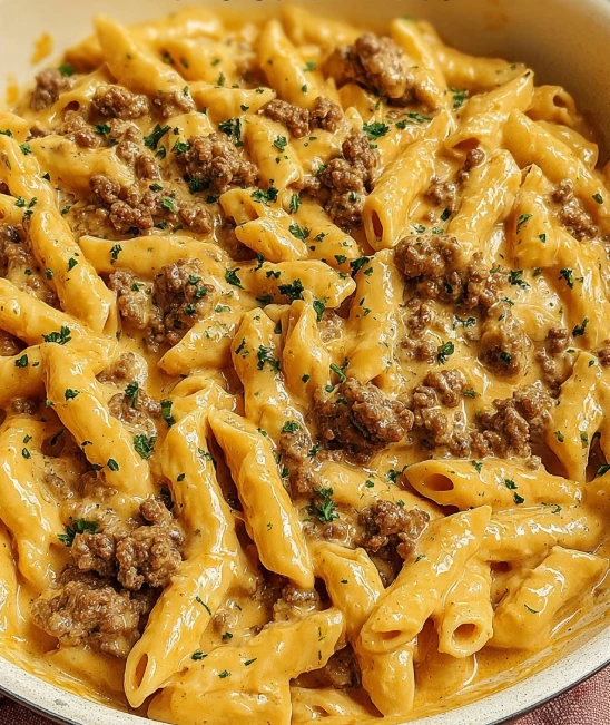 Onepot Creamy Beef Garlic Butter Pasta