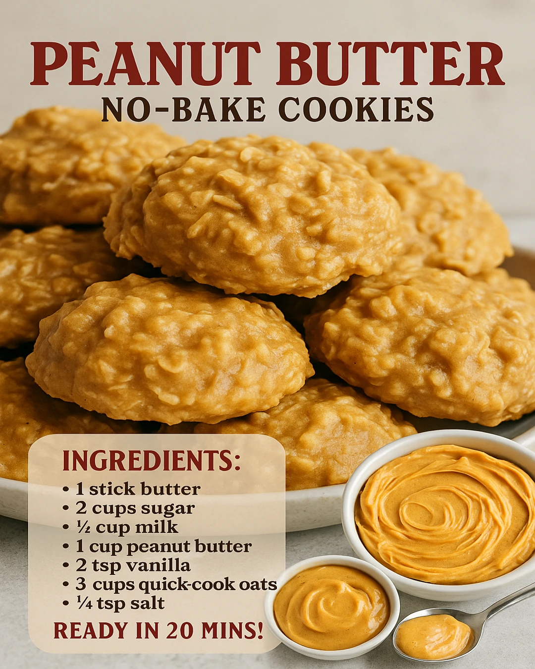 PEANUT BUTTER NO-BAKE COOKIES