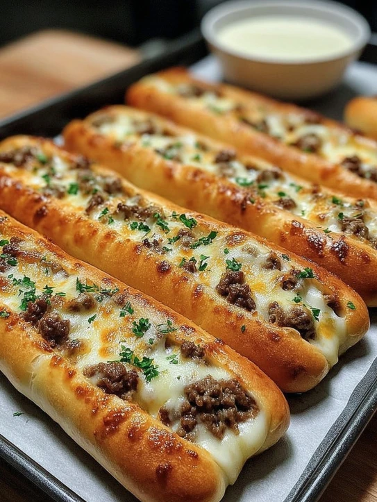 Philly Cheesesteak Stuffed Cheesy Breadsticks