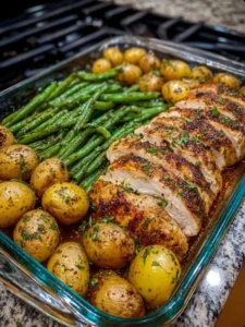 Simple Region-Style Herb Roasted Chicken with Baby Potatoes & Green Beans