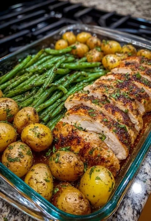 Simple Herb Roasted Chicken Recipe Best Herb Roasted Chicken Baby Potatoes Green Beans Roasted Chicken Dinner Easy Region ...