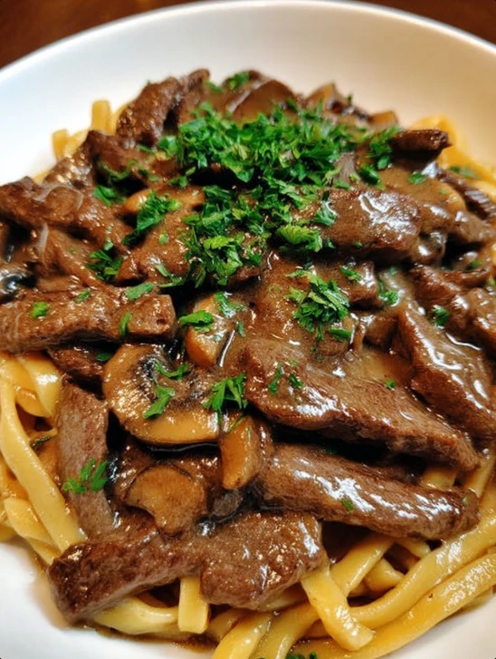 Slow Cooker Creamy Beef Stroganoff