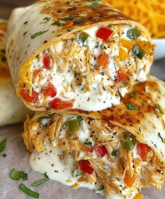 Chicken bell pepper ranch burritos