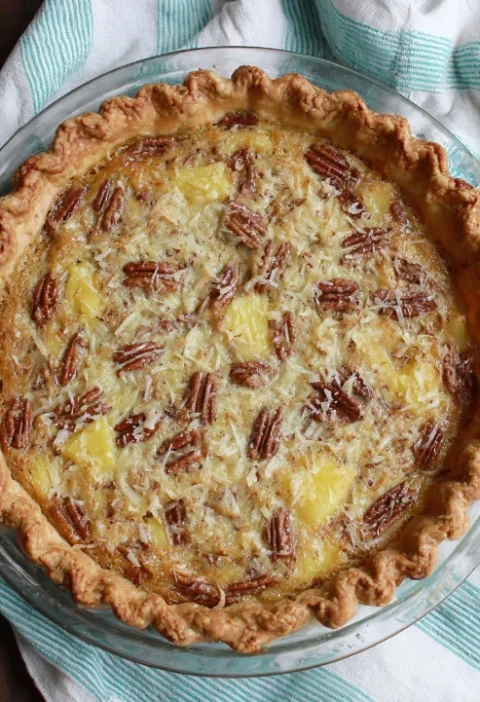 1950s Luau Island Pecan Pie Recipe Authentic 1950s Hawaiian Pecan Pie Vintage Luau Dessert Ideas Retro Luau Party Pecan Pi...
