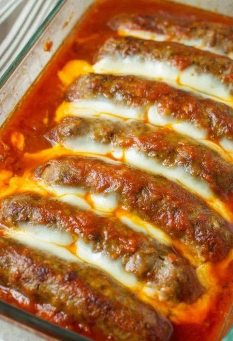 Baked Stuffed Italian Sausage Recipe Tender Sausage With Cheese Filling Best Cheese For Sausage Stuffing How To Make Stuff...