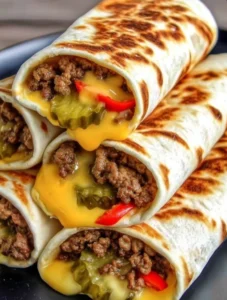 Easy Air Fryer Cheeseburger Wraps