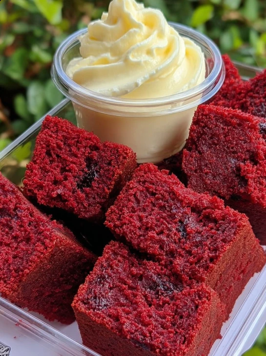 homemade red velvet brownie dippers