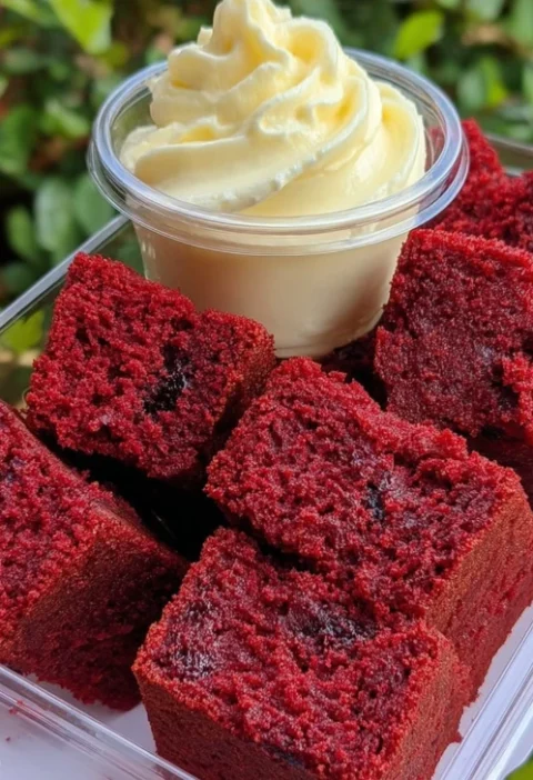 Best Homemade Red Velvet Brownie Dippers Recipe Easy Red Velvet Brownie Dippers DIY Red Velvet Brownie Dippers With Cream ...