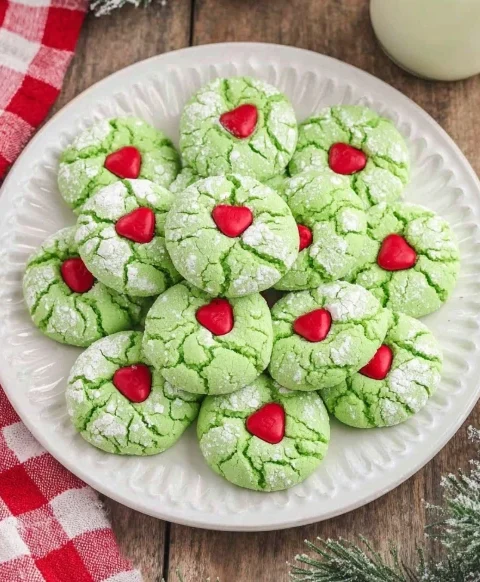 Bright Green Grinch Cookies Recipe Easy Grinch Cake Mix Cookies Festive Christmas Cookies With Cake Mix How To Make Grinch...