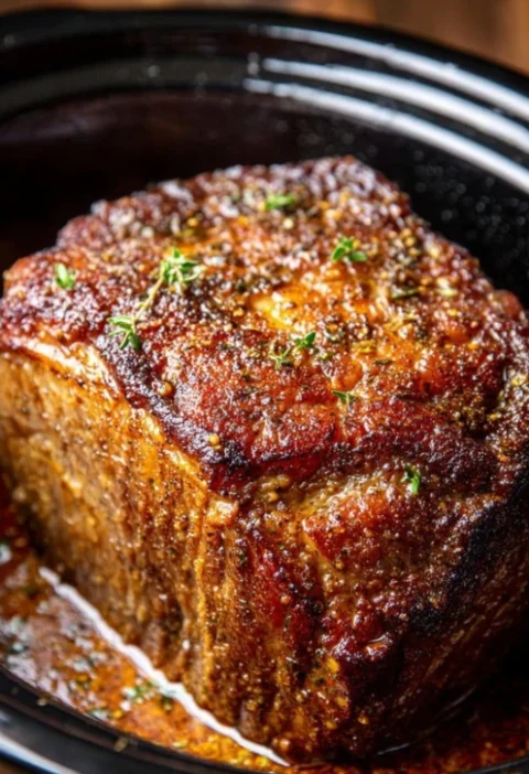 Easy 3-ingredient Maple Mustard Pork Roast Slow Cooker Maple Mustard Pork Recipe Best Slow Cooker Pork Roast Recipe Quick ...