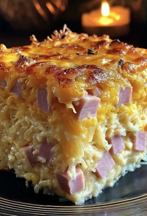 Easy Cheesy Ham Hash Brown Casserole Recipe Loaded Cheesy Ham Casserole Breakfast Best Hash Brown And Ham Bake Cheesy Ham ...