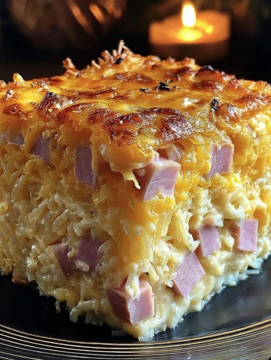 Easy Cheesy Ham Hash Brown Casserole Recipe Loaded Cheesy Ham Casserole Breakfast Best Hash Brown And Ham Bake Cheesy Ham ...