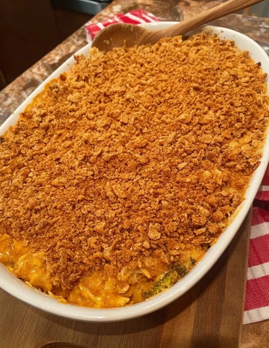 Easy Chicken Broccoli and Rice Casserole — creamy, cheesy & one-pan