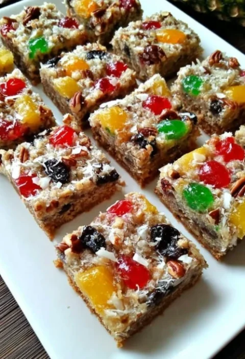 Easy Fruit Cake 7-layer Bars Recipe Nostalgic Holiday Baking Bars Fruit Cake Bar Recipes For Christmas How To Make 7-layer...